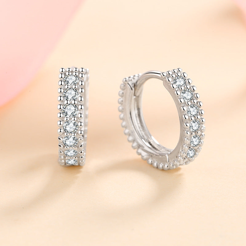 S925 Sterling Silver D-Colored Moissanite Hoop Earrings – Dainty Geometric Circle Earrings for Women