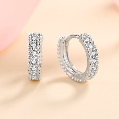 S925 Sterling Silver D-Colored Moissanite Hoop Earrings – Dainty Geometric Circle Earrings for Women