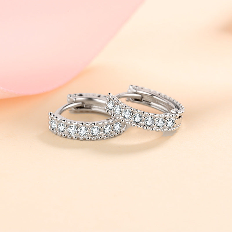S925 Sterling Silver D-Colored Moissanite Hoop Earrings – Dainty Geometric Circle Earrings for Women