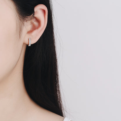 S925 Sterling Silver D-Colored Moissanite Hoop Earrings – Dainty Geometric Circle Earrings for Women