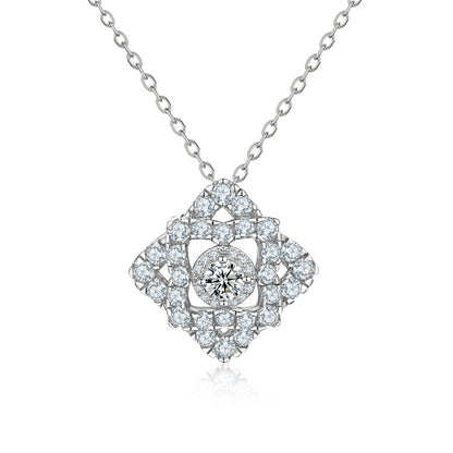 S925 Sterling Silver Diamond-Cut Pendant Necklace - Elegant Geometric Collarbone Chain