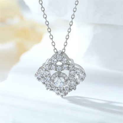 S925 Sterling Silver Diamond-Cut Pendant Necklace - Elegant Geometric Collarbone Chain
