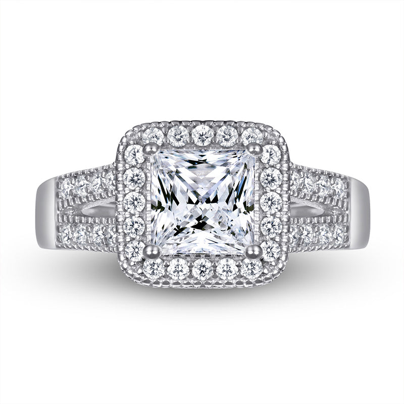 S925 Sterling Silver Double-Layer Square Zirconia Ring – Elegant Geometric Women’s Band for Gifts