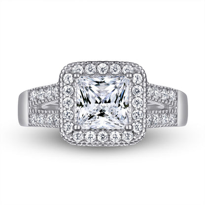 S925 Sterling Silver Double-Layer Square Zirconia Ring – Elegant Geometric Women’s Band for Gifts