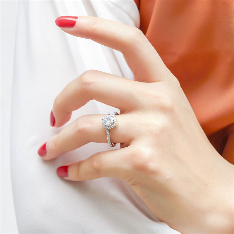 S925 Sterling Silver Double Layer Crown Ring – Elegant Zirconia Wedding Jewelry