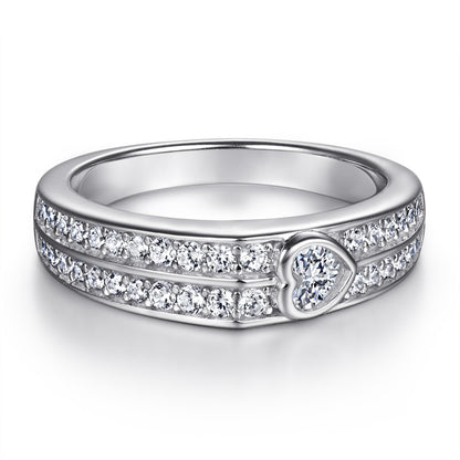 S925 Sterling Silver Double Row Heart Ring – Luxe CZ Bridal Jewelry