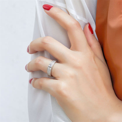 S925 Sterling Silver Double Row Heart Ring – Luxe CZ Bridal Jewelry