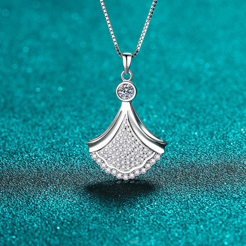 S925 Sterling Silver Dress Pendant Necklace - 0.88CT Moissanite Elegant Statement Chain