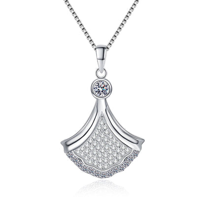 S925 Sterling Silver Dress Pendant Necklace - 0.88CT Moissanite Elegant Statement Chain
