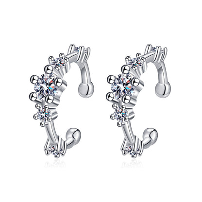 S925 Sterling Silver Edgy-Cute Diamond-Cut Moissanite Ear Cuffs - 0.64CT Trendy Ear Climbers