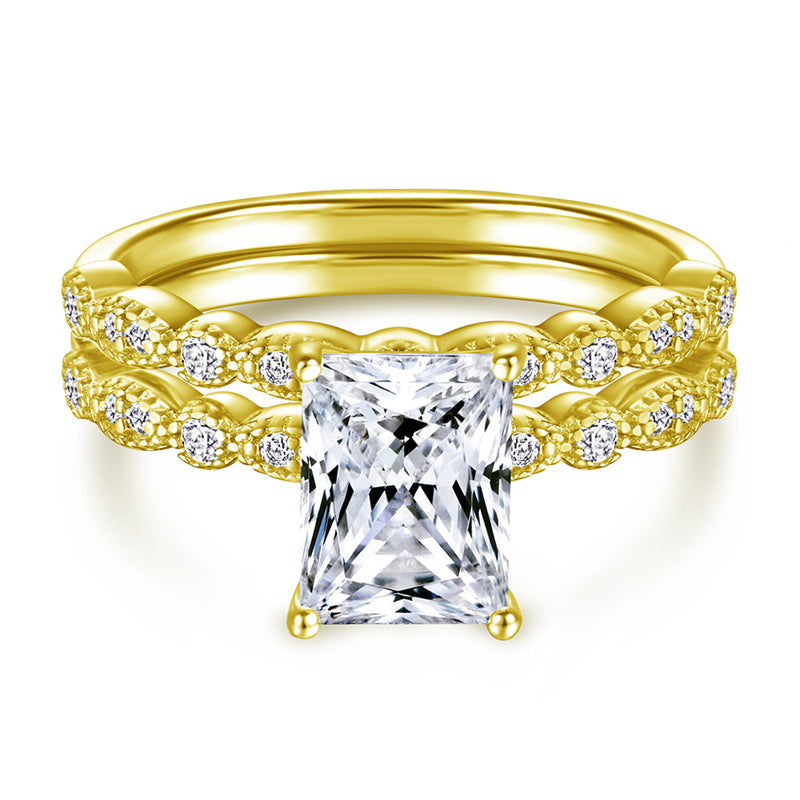 S925 Sterling Silver Emerald Cut Zirconia Ring - Elegant Solitaire Jewelry for Women