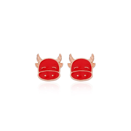 S925 Sterling Silver Enamel Animal Stud Earrings - Ethnic Geometric Earrings with Plastic Backs