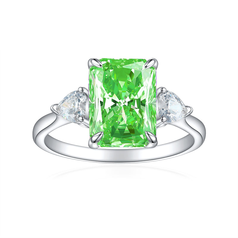 S925 Sterling Silver Flame-Cut Heart Square Ring - Luxury 8×11mm Princess Cut Zirconia Statement Ring