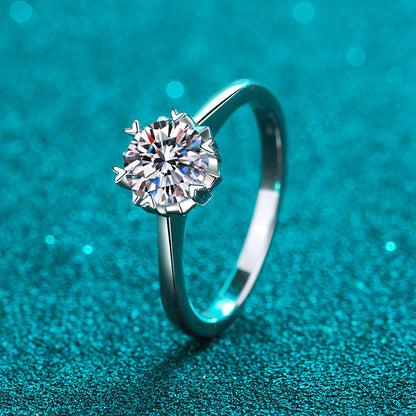 S925 Sterling Silver Floral 1ct Moissanite Engagement Ring with Tree Motif & Adjustable Fit