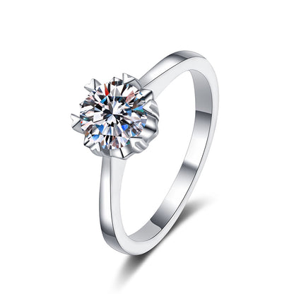 S925 Sterling Silver Floral 1ct Moissanite Engagement Ring with Tree Motif & Adjustable Fit
