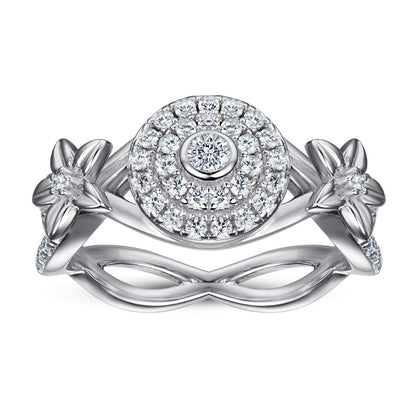 S925 Sterling Silver Floral Cluster Ring – Diamond-Paved Blossom Jewelry