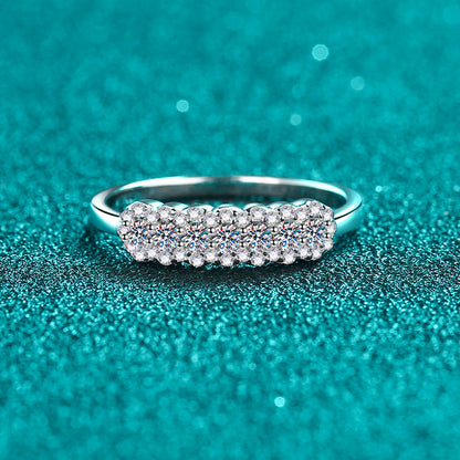 S925 Sterling Silver Floral Geometric Cartoon Character Ring for Women with 0.37ct Moissanite, Fashion OL Style