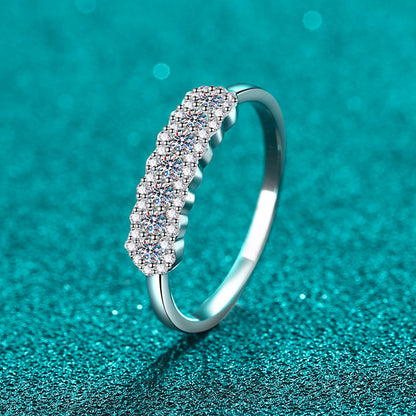 S925 Sterling Silver Floral Geometric Cartoon Character Ring for Women with 0.37ct Moissanite, Fashion OL Style