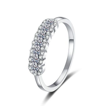 S925 Sterling Silver Floral Geometric Cartoon Character Ring for Women with 0.37ct Moissanite, Fashion OL Style