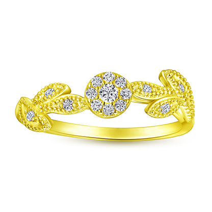 S925 Sterling Silver Floral Micro-Pavé Ring - Delicate Nature-Inspired Jewelry