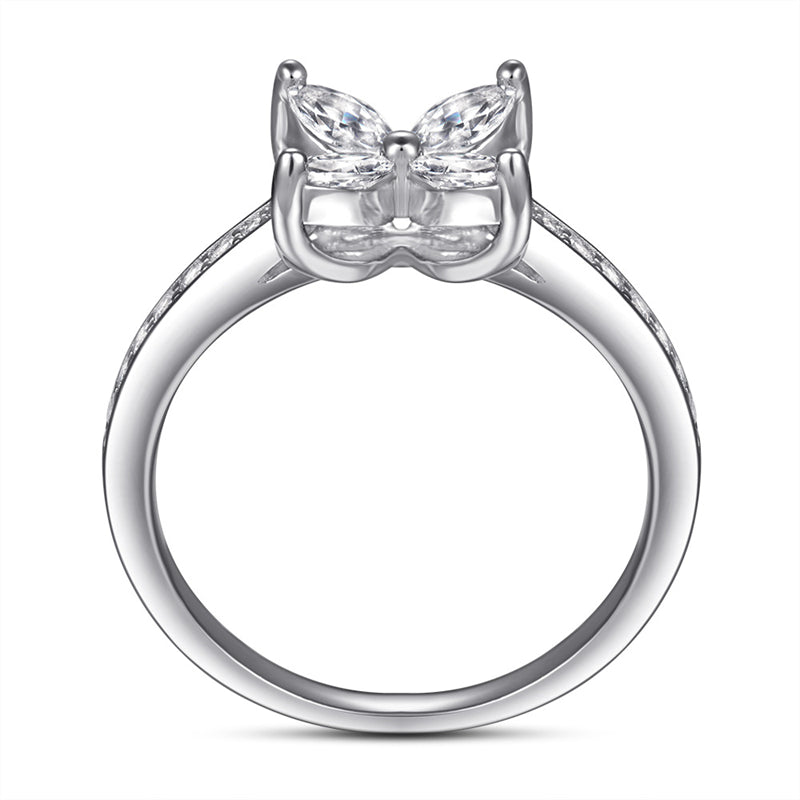 S925 Sterling Silver Floral Zirconia Ring - Elegant Diamond-Cut Geometric Jewelry