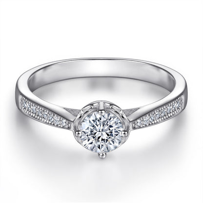 S925 Sterling Silver Floral Zirconia Ring – Korean-Inspired Fashion Jewelry