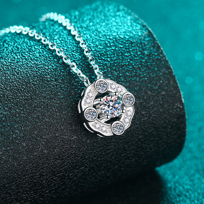 S925 Sterling Silver Four-Prong Pendant Necklace - 0.5CT Moissanite Everyday Elegance