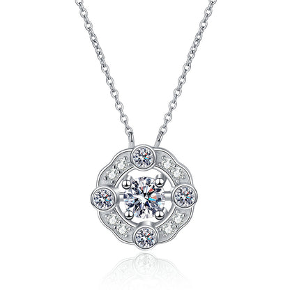 S925 Sterling Silver Four-Prong Pendant Necklace - 0.5CT Moissanite Everyday Elegance