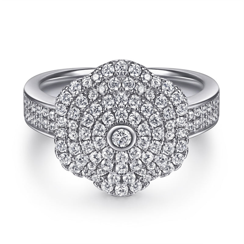 S925 Sterling Silver Full-Zirconia Band Ring - Luxe Geometric Jewelry for Women