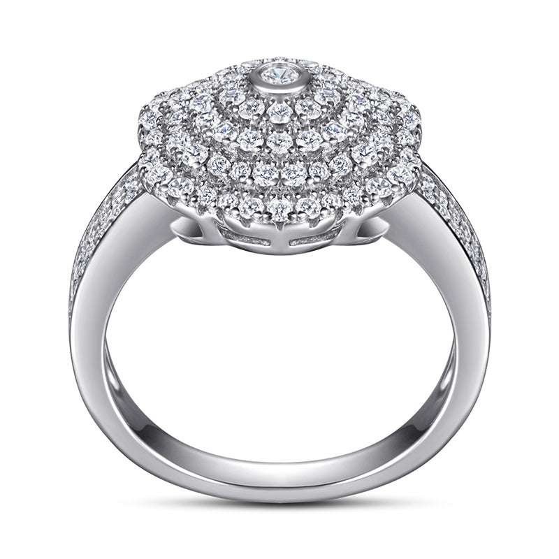 S925 Sterling Silver Full-Zirconia Band Ring - Luxe Geometric Jewelry for Women