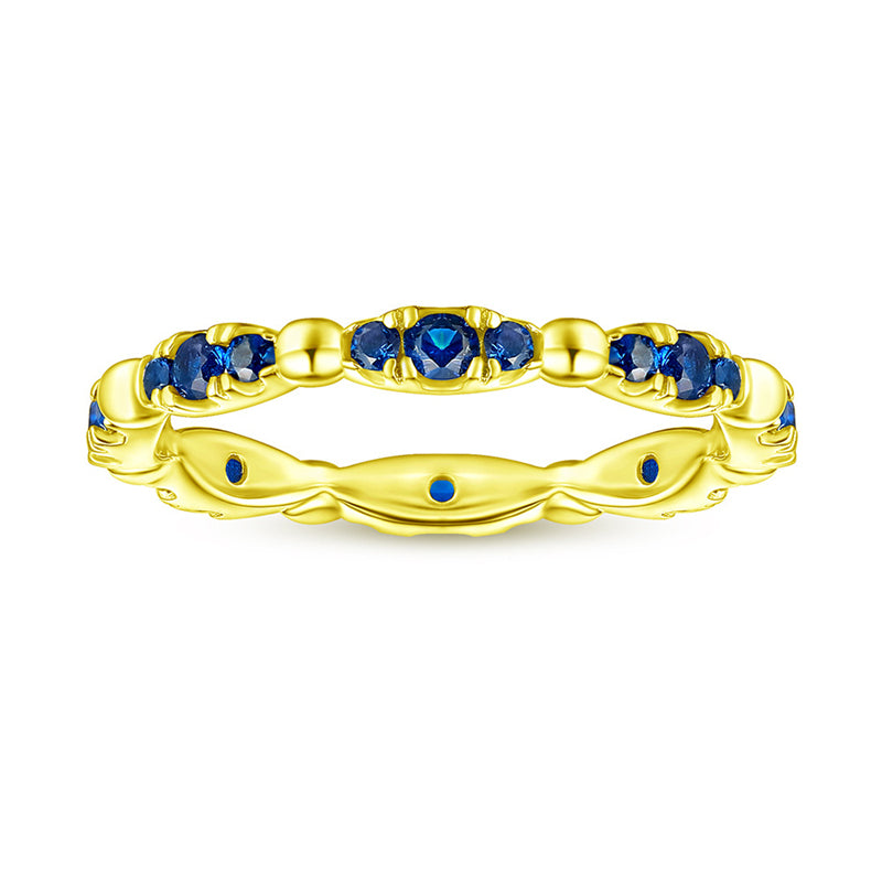 S925 Sterling Silver Full Eternity Band - Blue Zirconia Pavé Ring for Women