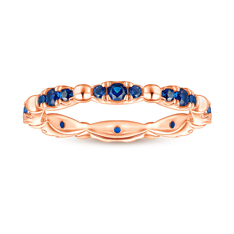 S925 Sterling Silver Full Eternity Band - Blue Zirconia Pavé Ring for Women
