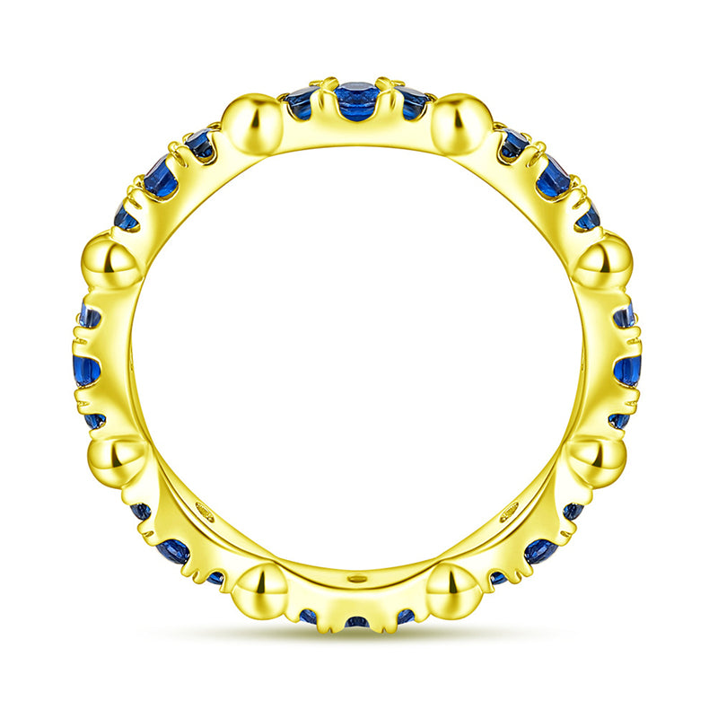 S925 Sterling Silver Full Eternity Band - Blue Zirconia Pavé Ring for Women