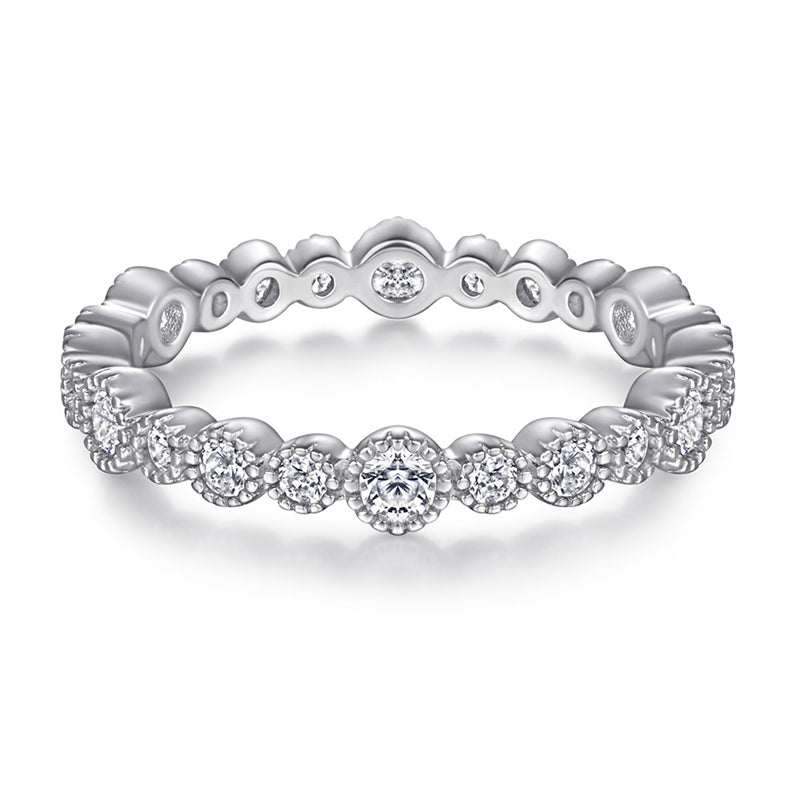 S925 Sterling Silver Full Eternity Band - Pavé Zirconia Circle Ring for Women