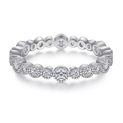 S925 Sterling Silver Full Eternity Band - Pavé Zirconia Circle Ring for Women
