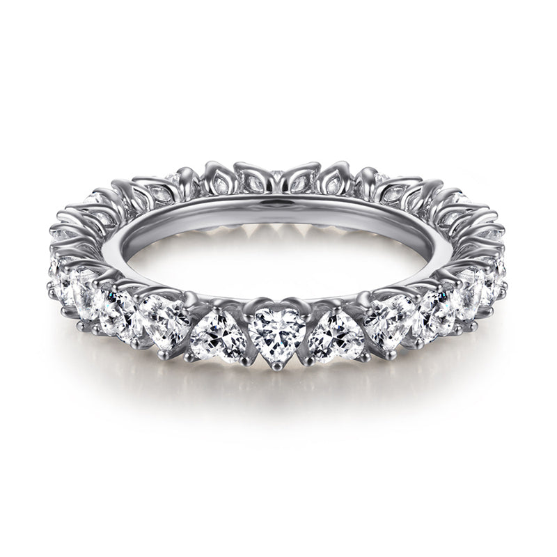S925 Sterling Silver Full Heart Band Ring – Romantic CZ Pave Jewelry