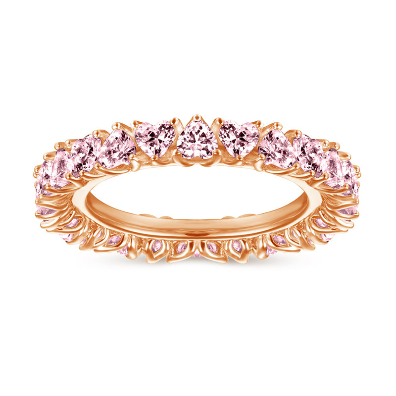 S925 Sterling Silver Full Heart Band Ring – Romantic CZ Pave Jewelry