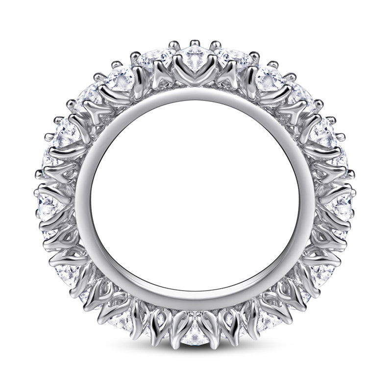 S925 Sterling Silver Full Heart Band Ring – Romantic CZ Pave Jewelry