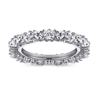 S925 Sterling Silver Full Heart Band Ring – Romantic CZ Pave Jewelry