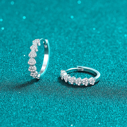 S925 Sterling Silver Full Moissanite Huggie Hoop Earrings - 0.35CT Nature-Inspired Elegance