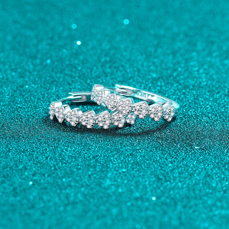 S925 Sterling Silver Full Moissanite Huggie Hoop Earrings - 0.35CT Nature-Inspired Elegance