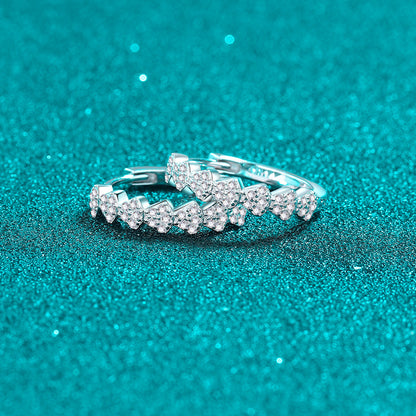 S925 Sterling Silver Full Moissanite Huggie Hoop Earrings - 0.35CT Nature-Inspired Elegance