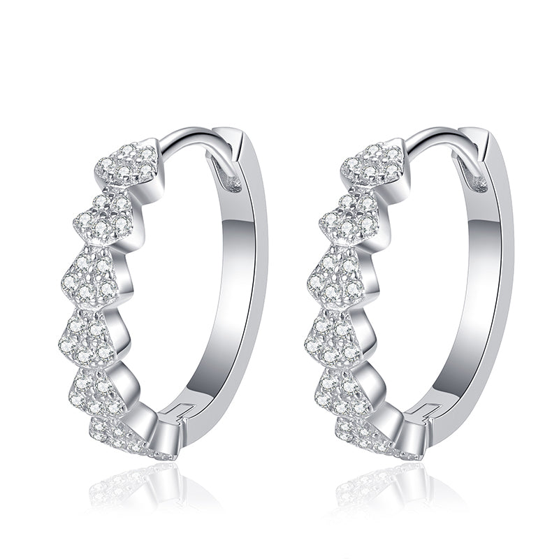 S925 Sterling Silver Full Moissanite Huggie Hoop Earrings - 0.35CT Nature-Inspired Elegance