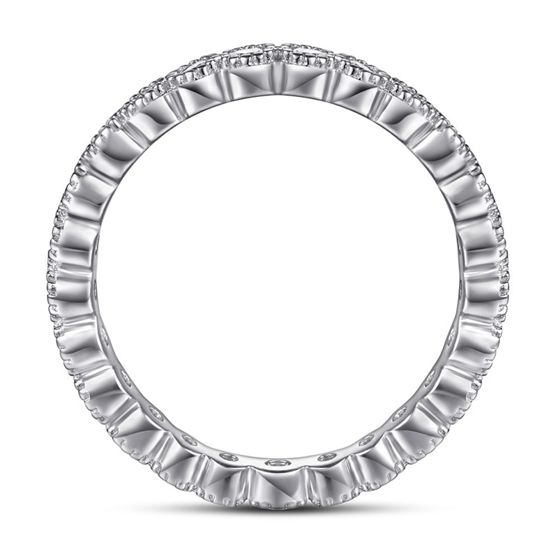 S925 Sterling Silver Full Pavé Band Ring - Elegant Stackable Jewelry for Women