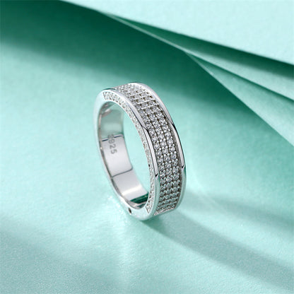 S925 Sterling Silver Full Pavé Eternity Band - Luxe Geometric Wedding Ring