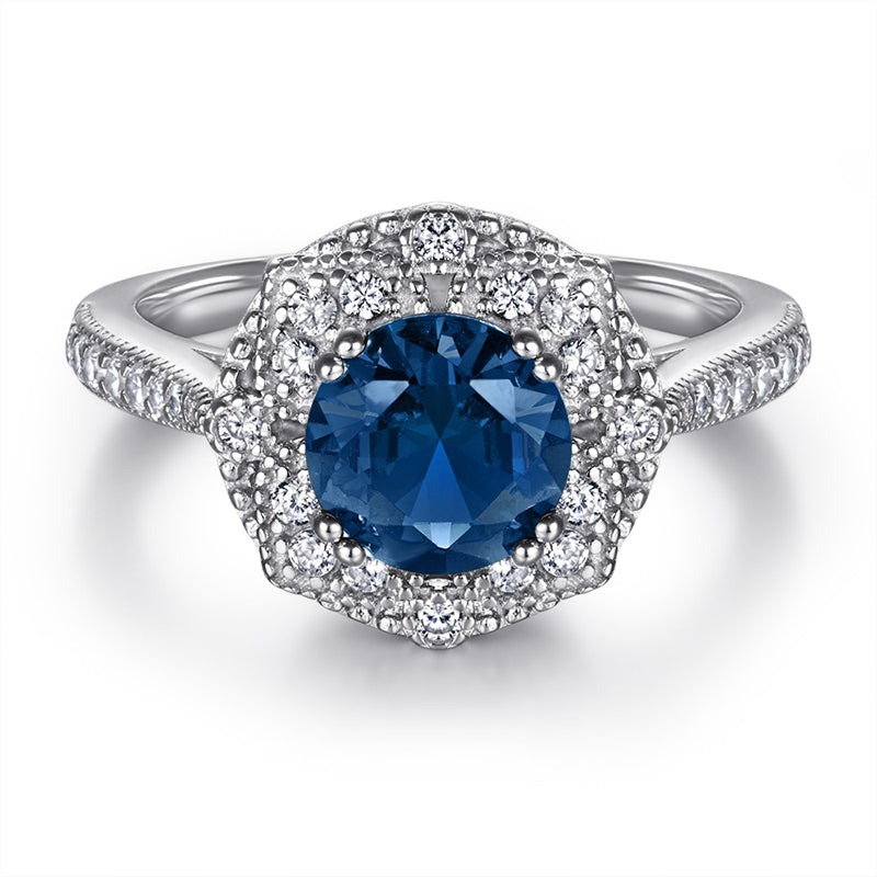 S925 Sterling Silver Gemstone Ring - Modern Geometric Jewelry with Blue/Green CZ Stones