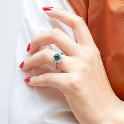 S925 Sterling Silver Gemstone Ring - Modern Geometric Jewelry with Blue/Green CZ Stones