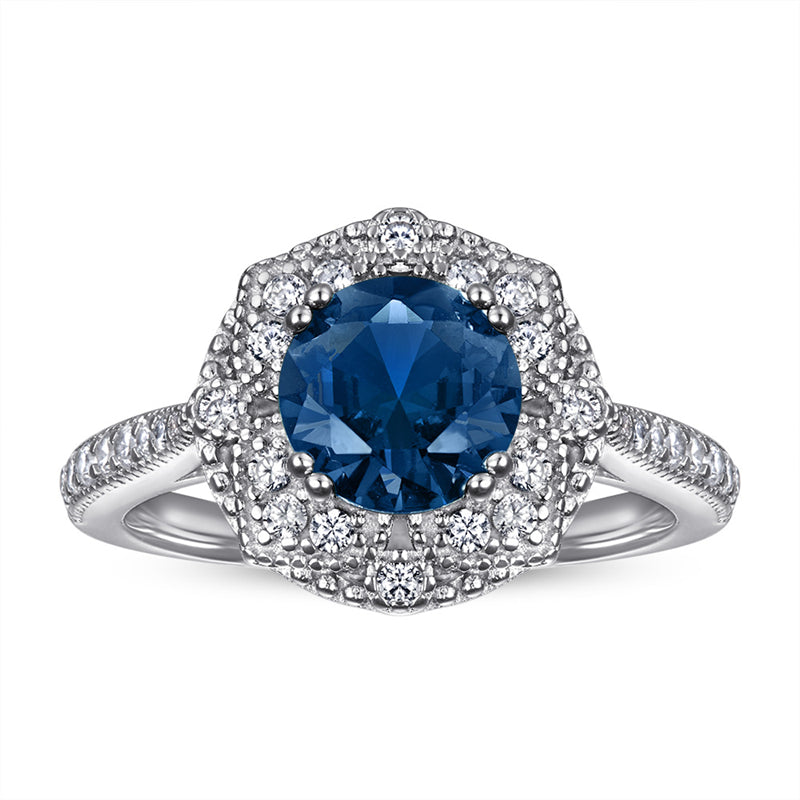S925 Sterling Silver Gemstone Ring - Modern Geometric Jewelry with Blue/Green CZ Stones