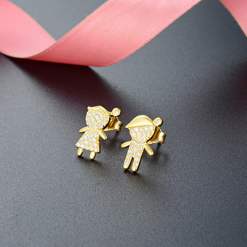 S925 Sterling Silver Geometric Diamond Stud Earrings - Korean Style Minimalist Earrings with Plastic Backs