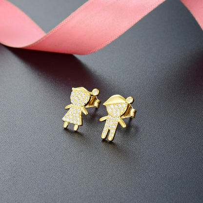 S925 Sterling Silver Geometric Diamond Stud Earrings - Korean Style Minimalist Earrings with Plastic Backs